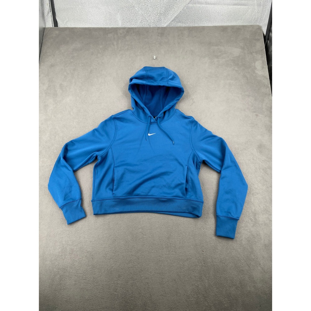 Nike Therma-FIT Cropped Hoodie Blue Fleece Sweatshirt FB5210-457 Mens Medium